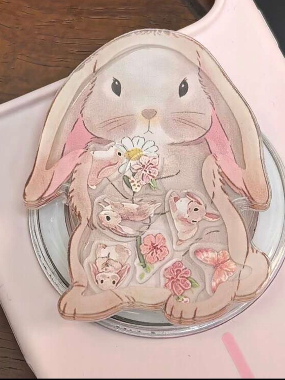 🐰Lop Ears Rabbit Quicksand Style Rotatable Popsocket🐰 - Picture 4 of 9
